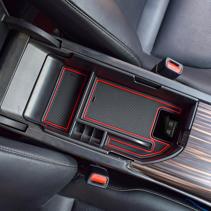 TACORBO Center Console Organizer Compatible with Toyota Camry XLE/XSE 2018-2024 and Camry LE/SE 2020-2024 Accessories, Hybrid Armrest Insert Tray, (not for 9th), Red Trim