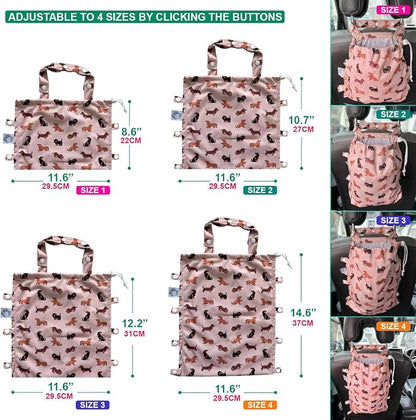 Leak-Proof Waterproof Car Trash Bag Foldable Multipurpose Trash bin Container Storage Cute Grocery Organizer for Automotive Cars SUVs and Trucks Backseat Headrest 7 Liters
