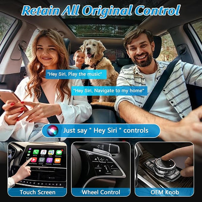 4 in 1 Wireless CarPlay Adapter - 2026 Upgraded Screen Mirroring Adapter for Apple CarPlay & Android Auto & AirPlay & MirrorLink, Screen Mirror Dongle for Car, Plug & Play, Come with Type-C Extension