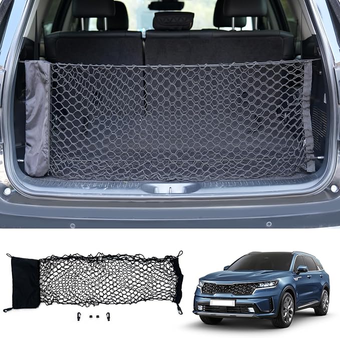 Cargo Net Compatible with 2014-2025 Kia Sorento Truck Bed Cargo Net 3.18'×1.15' Double Layer Envelope Style Dense Mesh Trunk Organizer for 2024 Sorento Exterior Accessories