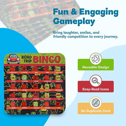 GSM Brands Car Bingo Travel Games for Kids – Fun Road Trip Scavenger Hunt Card Game (5 Pack)