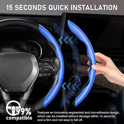 Cartist Steering Wheel Cover, Carbon Fiber Steering Wheel Cover, Car Steering Wheel Cover for Men/Women, Anti-Slip, Comfortable Grip, Durable, Universal for 99% Car Interior Accessories (Blue)