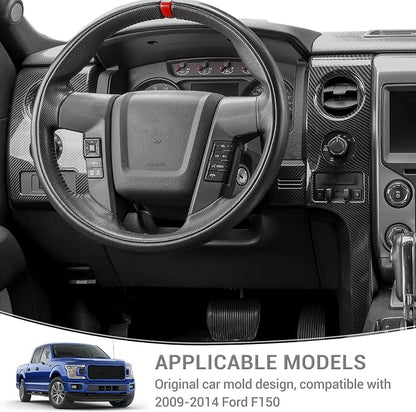 for F150 Interior Trim Kit Carbon Fiber, Dashboard Panel Cover Trim & Headlight Switch Bezel Cover Trim for Ford F150 2009-2014 Carbon Fiber Interior Accessories 5pcs