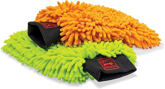 Griot's Garage Microfiber Wash Mitts for Car Wash and Detailing, Cleaning Gloves for SUVs, Trucks, Motorcycles, and More, Machine-Washable, Set of 2, 10268