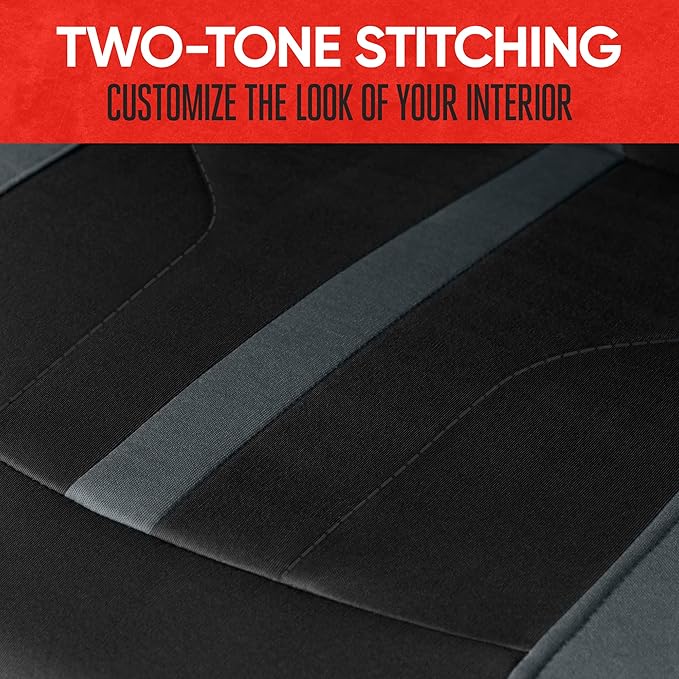Motor Trend Gray Cloth Car Seat Covers for Front Seats – Premium Automotive Bucket Seat Covers, Made for Vehicles with Removable Headrests, Interior Covers for Car Truck Van SUV Seat Protector