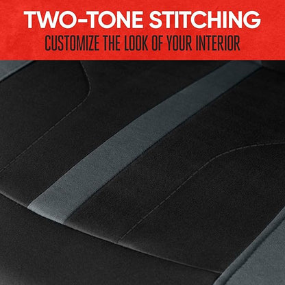 Motor Trend Gray Cloth Car Seat Covers for Front Seats – Premium Automotive Bucket Seat Covers, Made for Vehicles with Removable Headrests, Interior Covers for Car Truck Van SUV Seat Protector