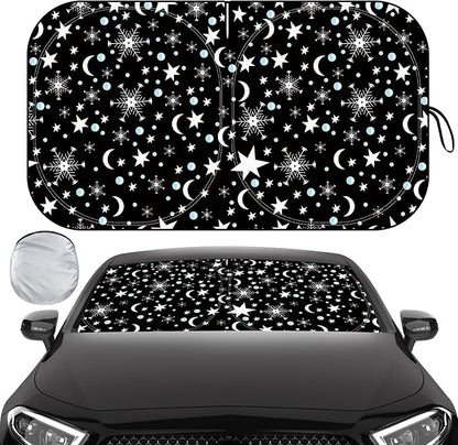 Windshield Sun Shade, Car Sun Shade Windshield, Reflector Sunshade Offers Ultimate Protection for Car Interior, Reflective Polyester Blocks Heat for Sedans, Mini SUVs, Hatchbacks - 57 x 31.5 inches
