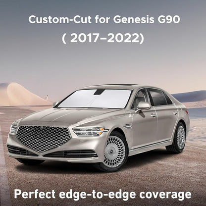 EcoNour Windshield Sunshade Compatible for Genesis G90 2017-2020 2021 2022, Sun Visor for Front Windshield & Window Sun Shade Cover, UV Heat Blocker & Protector, Car Accessories