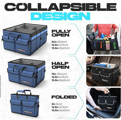 FORTEM Trunk Organizer For SUV Car Trunk Organizer, Foldable Storage, Car Accessories for Women Men, Collapsible Bag, 600D Oxford, Non Slip Bottom, Straps, Soft Cover (65L)