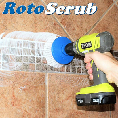 RotoScrub Multi-Purpose Drill Brush Attachment, Showers, Tubs, Carpet, Tile, Grout, Medium Bristle for Ultimate Cleaning Power
