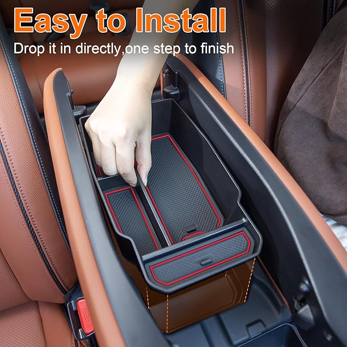 Center Console Organizer Tray Compatible with 2026 2025 2024 2023 Mazda CX-50 Armrest Organizer Tray Secondary Storage ABS Plastic Accessories (Red)
