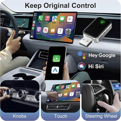 Wireless CarPlay Adapter for Apple & Android Auto, Convert Wired to Wireless,Plug & Play Auto-Connect, No Delay, BT 5.4, 2.4G/5G WiFi