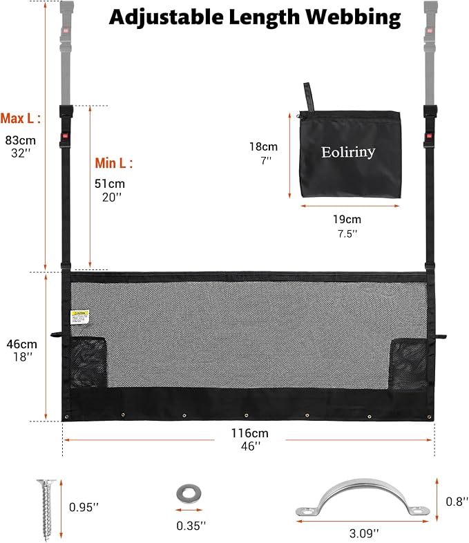 46" x 18" Campers & RV & Bunk Bed Safety Net with Quick Release Seat Belt Buckles,Adjustable Bunk Bed Netting for Family Travel, Motorhome, Trailer, Fifth Wheels RV Bedding Accessories Mesh Barrier
