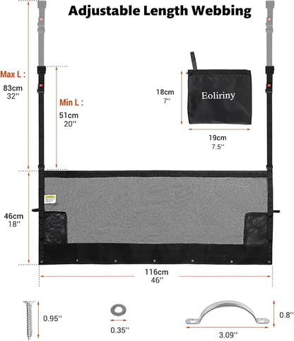 46" x 18" Campers & RV & Bunk Bed Safety Net with Quick Release Seat Belt Buckles,Adjustable Bunk Bed Netting for Family Travel, Motorhome, Trailer, Fifth Wheels RV Bedding Accessories Mesh Barrier