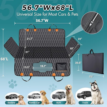 Chumajor XL Back Seat Extender for Dogs-Supports 400lb,Waterproof Dog Car Seat Cover Hard Bottom-Detachable,600D Oxford Cloth Proof Nonslip Soft,Dog Hammock for Car,SUVs