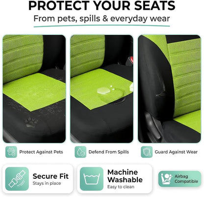 FH Group Automotive Car Seat Covers Front Set Premium 3D Air Mesh Front Seat Covers, Airbag Compatible Universal Fit Interior Accessories for Cars Trucks and SUVs - Green