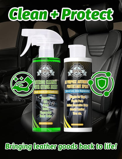 Kingvo Car Leather Cleaner and Conditioner, Interior Car Cleaner,Upholstery Care Protector Spray Kit for Boat Seat Auto Vinyl Leather Purse Couch