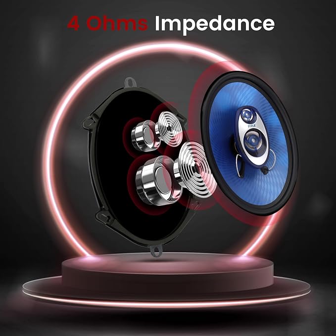 Pyle 5"x7"/6"x8" 3-Way Triaxial Car Speaker Pair – 300W Max/150W RMS, Blue Poly Injection Cone, Butyl Rubber Surround, 1" ASV Voice Coil, 4 Ohm, 80Hz-20kHz - PL573BL