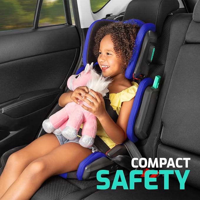 Mifold Hifold Adjustable Kids High Back Booster Car Seat with Strap – Ocean Blue