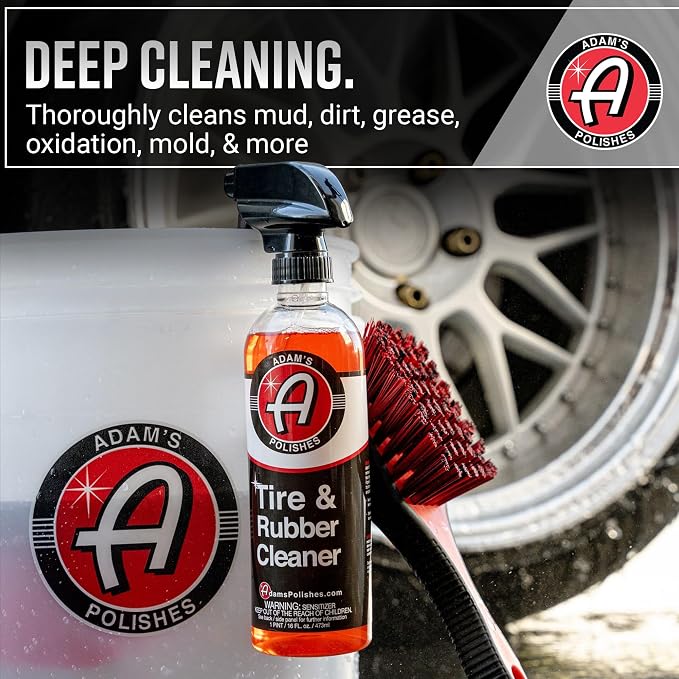 Adam's Tire & Rubber Cleaner (16 oz) - Removes Discoloration From Tires Quickly - Works Great on Tires, Rubber & Plastic Trim and Rubber Floor Mats
