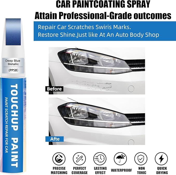 Deep Blue Metallic(PPSB) Touch Up Paint Compatible with Tesla 2-in-1 Car Scratch Repair Pen for Rock Chips, Door Scratches&Paint Nicks Exact Color Match Quick Dry DIY Fix for Model Y/3/X/S