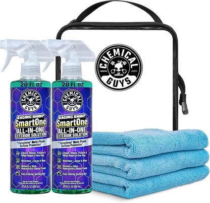 Chemical Guys Raging Rhino SmartOne 2 Pack With Storage Bag All In One Exterior Spray Microfiber Towels Giftable Waterless Wash And Quick Detail Set