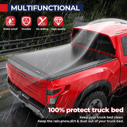 MOSTPLUS 6.5FT Quad Fold Soft Truck Bed Tonneau Cover Compatible with 2016-2026 Nissan Titan | Fleetside 78Inch On Top