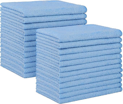 HOMEXCEL Blue Microfiber Cleaning Cloth, 24 Pack Absorbent Cleaning Rags, Lint-Free, Streak-Free Cleaning Towels for Car Kitchen House, 12"X11"