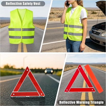 Car Roadside Emergency Kit Automotive Car Safety Kits for Vehicles Women Men Teen Driver Must Haves Black