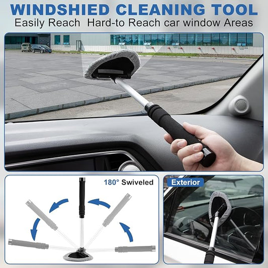 Windshield Cleaner Tool, 13Pcs Car Interior Cleaning Kit, Car Detailing Kit Interior Cleaner, Car Detailing Brushes, Car Cleaning Gel, Inside Cleaning Supplies Accessories for Women Men