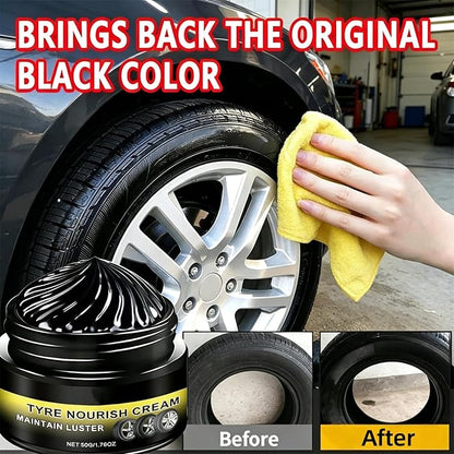 Tyre Nourish Cream, Tire Coating Paste, Tire Refurbishment Cream, Powerful Wheel Cleaning Refurbish Wax, UV Protection and Waterproof Coating, Designed to Enhance Vehicle Aesthetics Efficiently (1PCS)