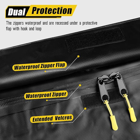 ARKSEN Rooftop Cargo Carrier Bag Extra-Wide 31.5 Cubic Feet Waterproof Heavy Duty Car Roof Rack Bag for Full-Size Cars with 10 Reinforced Straps, 6 Door Hook Straps & Anti-Slip Mat