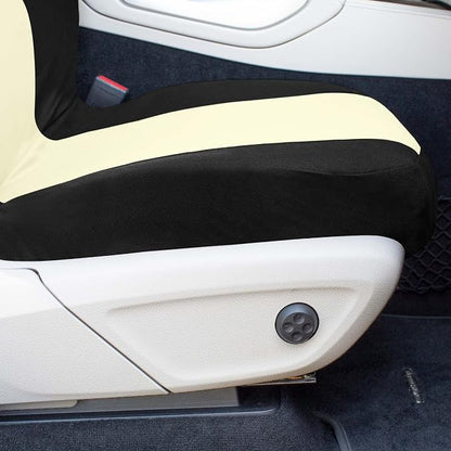 Universal Fit Chevron Flat Cloth Car Seat Covers Full Set - Beige
