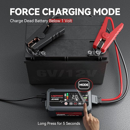 LOKITHOR JC400 9-in-1 Battery Charger and Jump Starter, 2500A 12V Portable Jump Box for Car Upto 8.5L Gas/6.5L Diesel, 750mA/1A/2A, 6V/12V Automotive Battery Maintainer, Trickle Charger and Desulfator