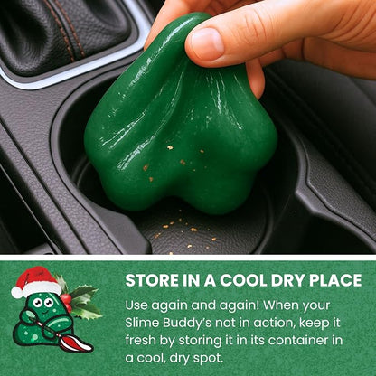 Slime Buddies Car Cleaning Gel Putty - Pine Scented Interior Detailing Tool for Cup Holders, Air Vents & Keyboard - Reusable Auto Detailing Accessories - Dust Remover Goop