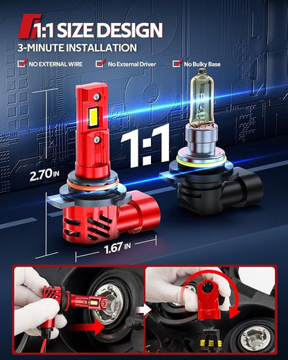 Torchbeam 9012 Fog Bulbs Cambo 32000LM Brightness with Extra Wide View, Canbus Ready 6500K 9012 Fog Lamps 50000+ Hours Wireless,3-MIN Plug-N-Play, Pack of 2
