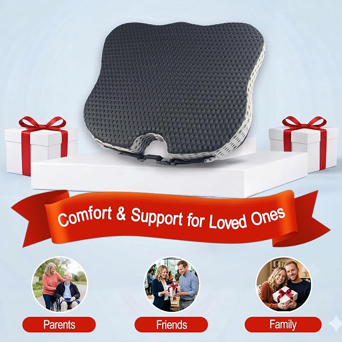 Car Seat Cushion for Driving: Memory Foam Cushion for Pain Relief During Long Drives, Wedge Car Seat Pillow for Height Boost, Non-Slip Driver Butt Pillow for Cars, SUVs, Trucks - Black