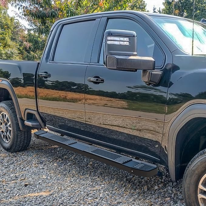 YITAMOTOR 6 Inches Running Boards Compatible with 2007-2018 Chevy Silverado/GMC Sierra 1500, 2007-2019 2500HD 3500HD, 2019 LD/Limited Crew Cab, Stainless Steel Side Steps Black Nerf Bars