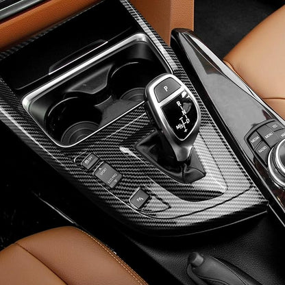 for BMW Gear Shift Panal Cover, Carbon Fiber Style Car Center Console Interior Trim F30 Accessories for F30 F31 F32 F33 F34 F36 328i 320i 335i 330i 435i 420i 430i 440i 425i Not Fit F35