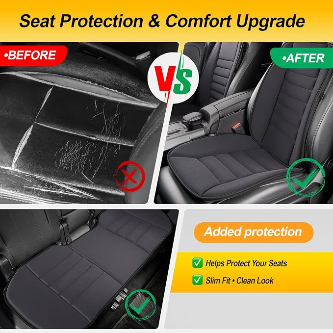 kingphenix 5-Piece Memory Foam Car Seat Cushion Set with Full Back Support Pillow, Comfort for Long Drives & Road Trips, Universal Automotive Comfort for Most Car, Van, Truck, SUV, Dark Grey