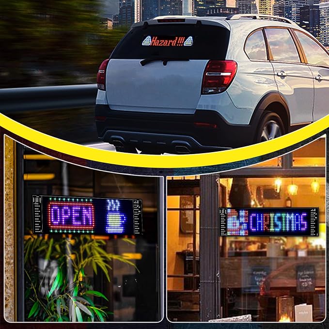 Programmable LED Signs | Flexible LED Advertising Sign | Bluetooth APP | Custom Editor Animations/Text/Graffiti (23"x 5")