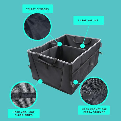 FH Group E-Z Travel™ Collapsible Multi-Compartment Car Trunk Organizer, Cargo Storage Organizer for Cars, SUVs, and Trucks Gray