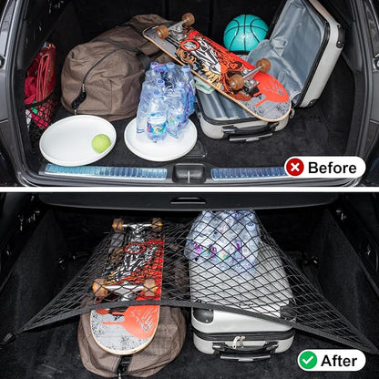Cargo Net for SUV Car Trunk Net Organizer with ABS Hook Elastic Storage Mesh Nets 31.5 x23.6 inches Stretch to 70.8 x 47.2 inches for Pickup Trucks Tailgate Netting Accessories