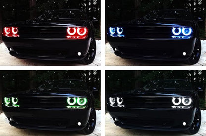 iJDMTOY RGBW Multicolor LED Circuit Board Ambient Lighting Kit Compatible with Dodge 2015-2023 Challenger, Control_By_Smartphone