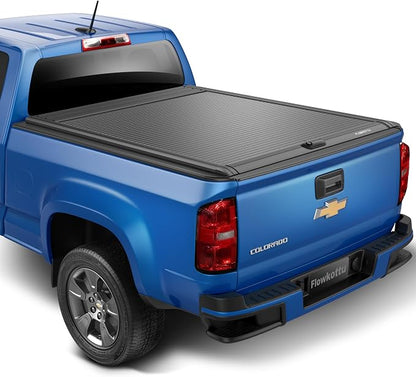 Retractable Hard Tonneau Cover Fit Chevy Colorado & Canyon GMC Truck Bed | Lockable Waterproof w/o Rack Aluminum Auto-Recoil base wt lt z71 zr2 sl sle slt all terrain denali elevation at4 Flowkottu