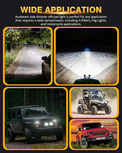 Auxbeam 4" 92W Cube LED Pod with Amber DRL, V-MAX Series Offroad Pod Lights with Side Shooter & Amber Covers, Offroad LED Cube Offroad Square Light 270°Combo Beam Auxiliary Light for Truck Jeep ATV