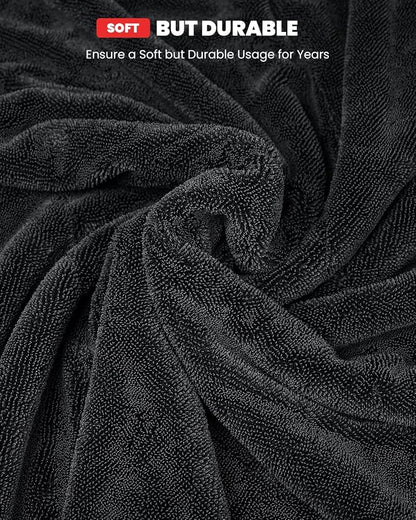 LASFIT Drying Towel, [2025 Upgraded] Large Super Absorbent Car Drying Towel for Car Detailing Streak Free, XL 1300 GSM Premium Ultra Soft Microfiber, Twisted-Loop Microfiber Towels for Cars