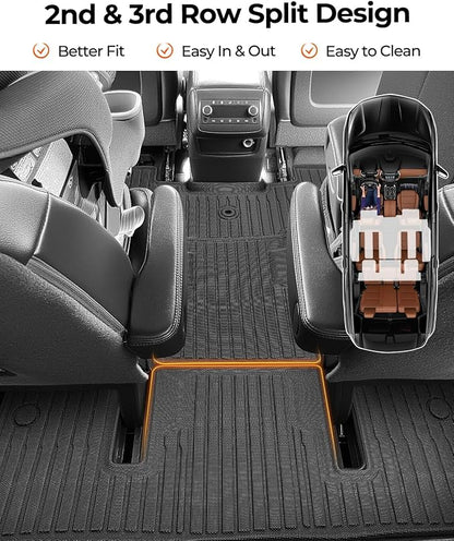 Car Floor Mats for Traverse Enclave: 2009-2017(Only with 2nd Row Bucket Seats) Cargo Trunk Liner, All Weather Rubber Accessories Tapetes Para Custom Fit for Chevy Traverse for Buick Enclave SUV Carpet