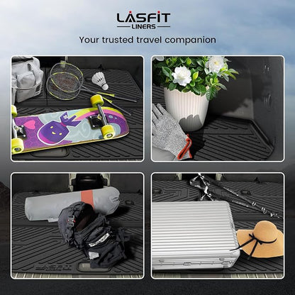 LASFIT Backrest & Cargo Mats for Kia EV9 2024-2026, All Weather TPE Easy Clean Durable No-Curling Custom Fit for Kia EV9 2026 2025 2024 Trunk Liners & Seatback, Black