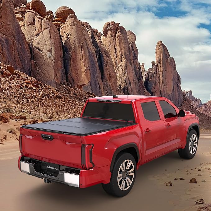 MOSTPLUS Tri Fold Hard Truck Bed Tonneau Cover Compatible with 2016-2023 Toyota Tacoma Fleetside 3-Fold Aluminum Bed Cover-6FT 73.7Inch